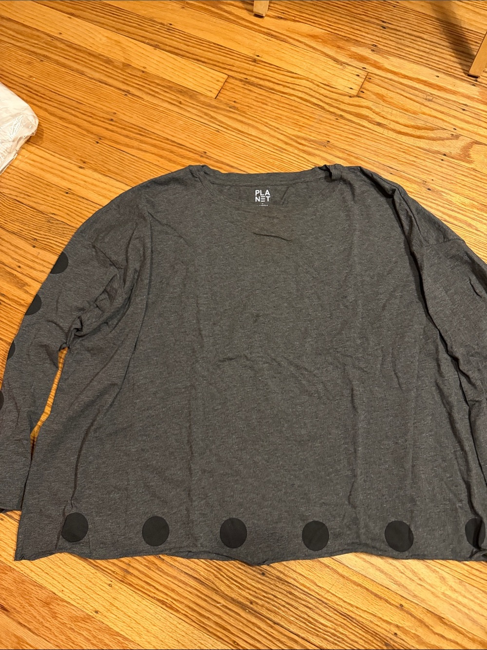 Planet Charcoal Gray Long Sleeve Tee with Dot Accents